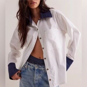 Free People We The Free Thommy Ox-Ford Shirt Big Dipper Combo Size L